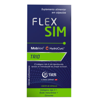 Suplemento Flex Sim: colágeno, ácido hialurônico e cúrcuma.